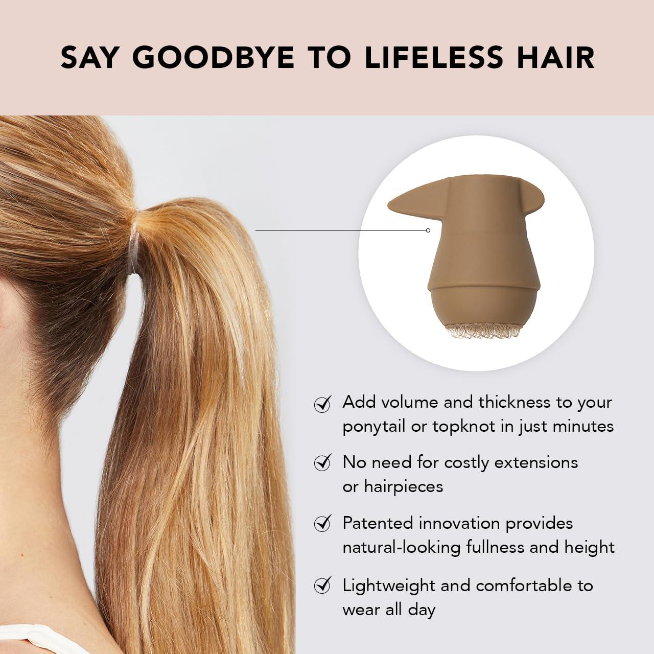 imageKitsch PONYFULL Hair Volumizer Tool  Adds Lift and Style To Your Ponytail  Hair Bun Maker for Women  Ponytail Volumizer Includes 3 No Snag Elastic Ties  Ideal Gifts for Women  Blonde