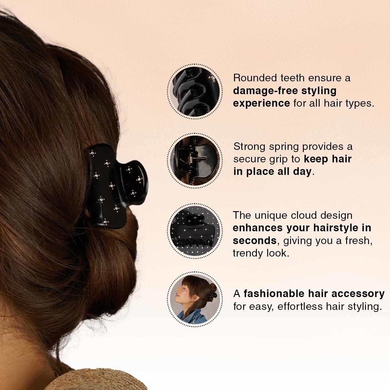 imageKitsch ampamp MickeyMinnie Hair Claw with Rhinestones Cute and Elegant Claw Clips for Girls Great for All Hair Types Recycled Plastic  Ideal Gifts for Women  1pc BlackRhinestone Black