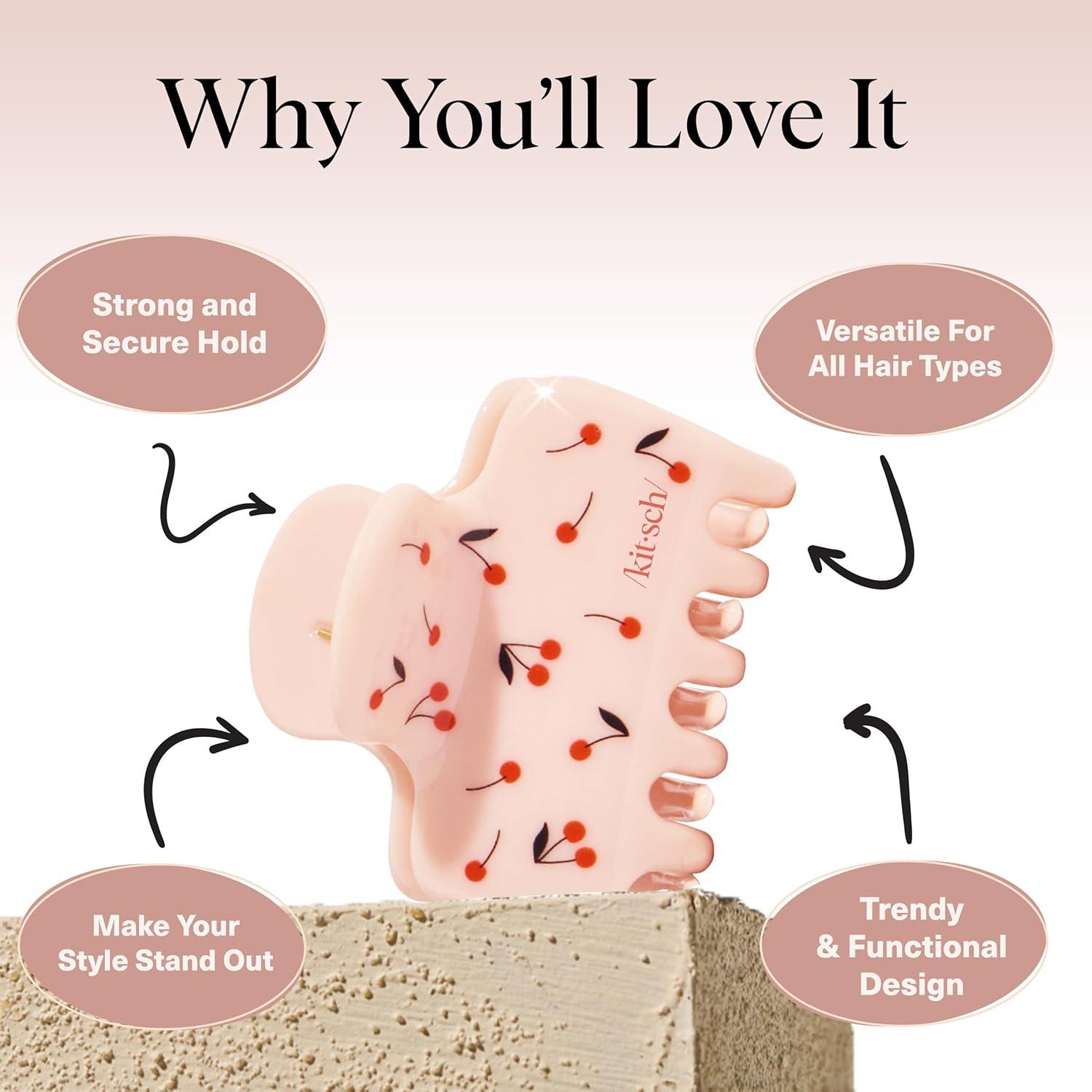 imageKitsch ampamp MickeyMinnie Hair Claw with Rhinestones Cute and Elegant Claw Clips for Girls Great for All Hair Types Recycled Plastic  Ideal Gifts for Women  1pc BlackCherry Print