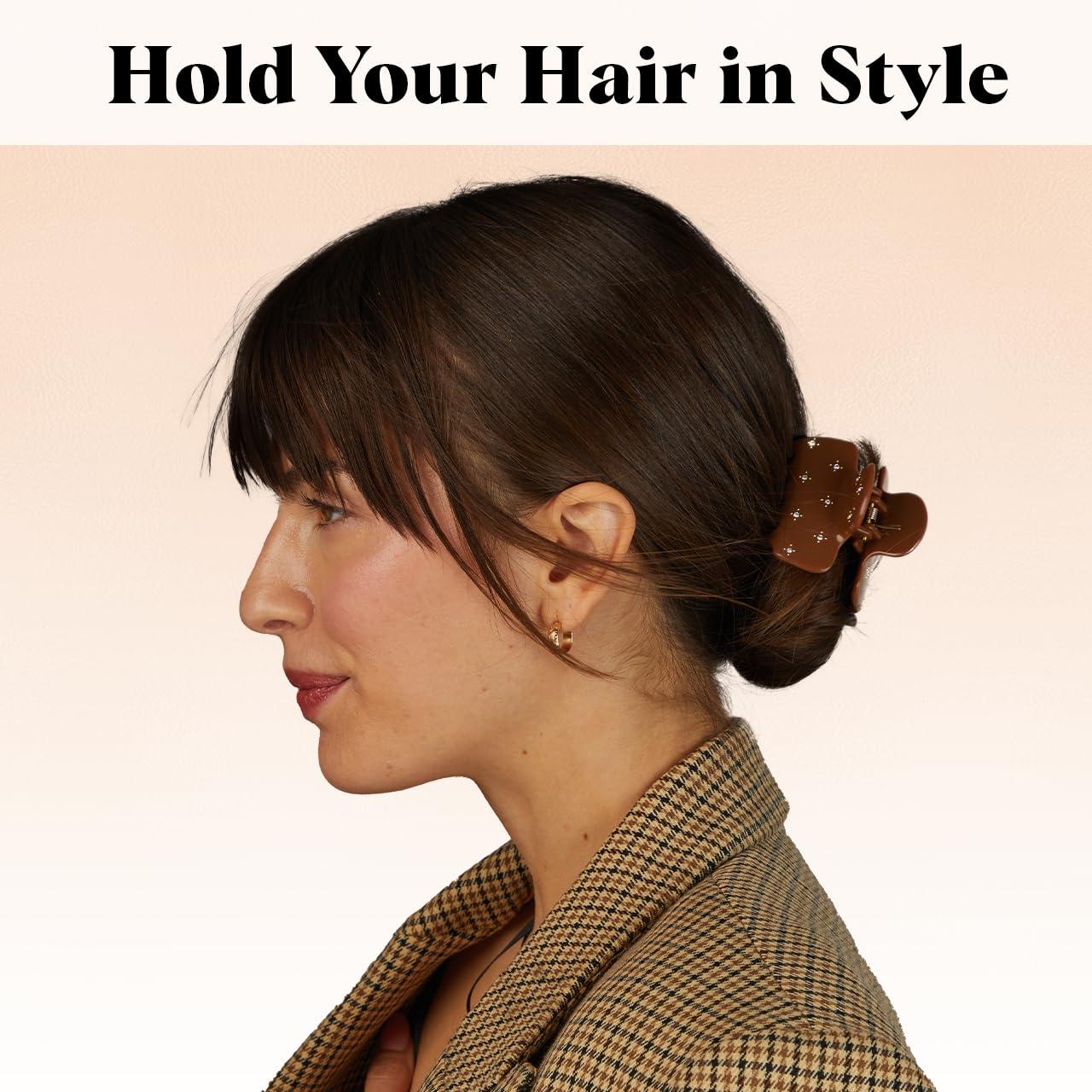 imageKitsch ampamp MickeyMinnie Hair Claw with Rhinestones Cute and Elegant Claw Clips for Girls Great for All Hair Types Recycled Plastic  Ideal Gifts for Women  1pc BlackRhinestone Camel