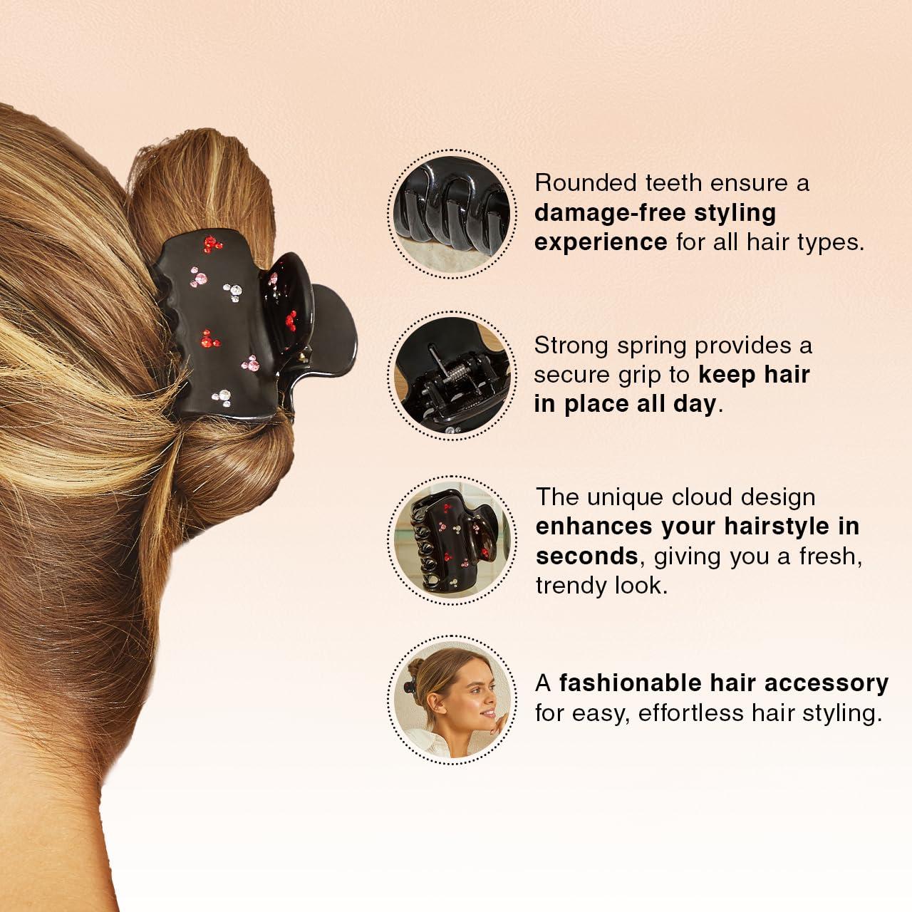 imageKitsch ampamp MickeyMinnie Hair Claw with Rhinestones Cute and Elegant Claw Clips for Girls Great for All Hair Types Recycled Plastic  Ideal Gifts for Women  1pc BlackBlack