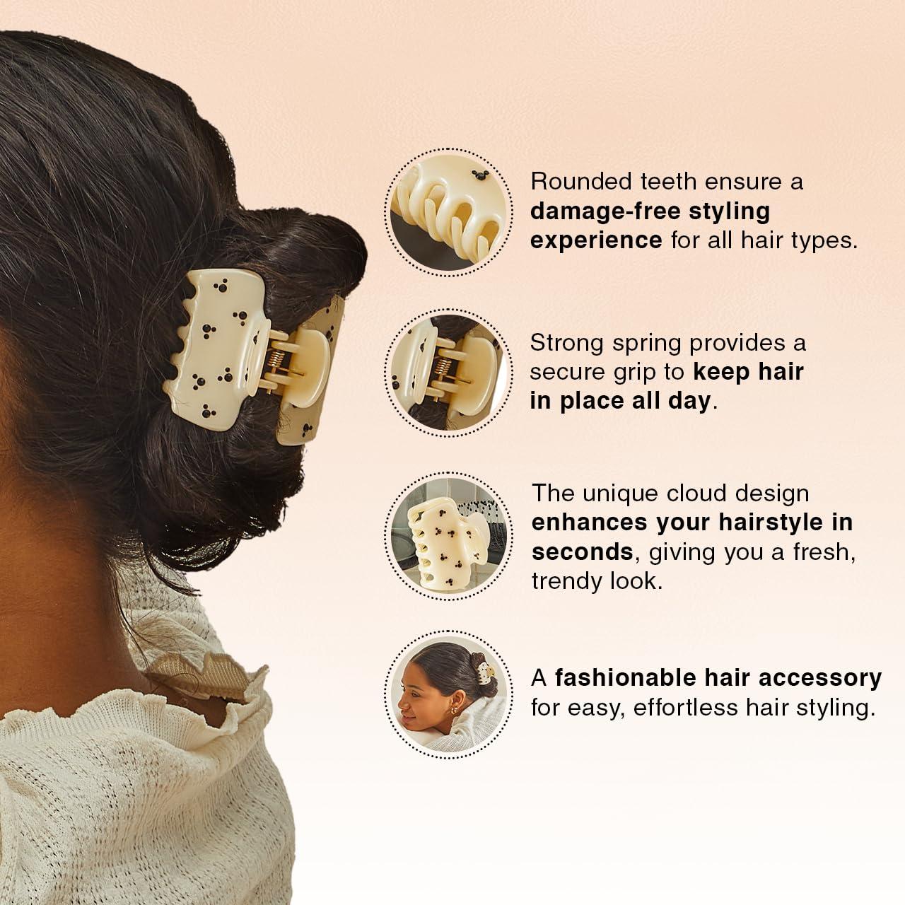 imageKitsch ampamp MickeyMinnie Hair Claw with Rhinestones Cute and Elegant Claw Clips for Girls Great for All Hair Types Recycled Plastic  Ideal Gifts for Women  1pc BlackCream