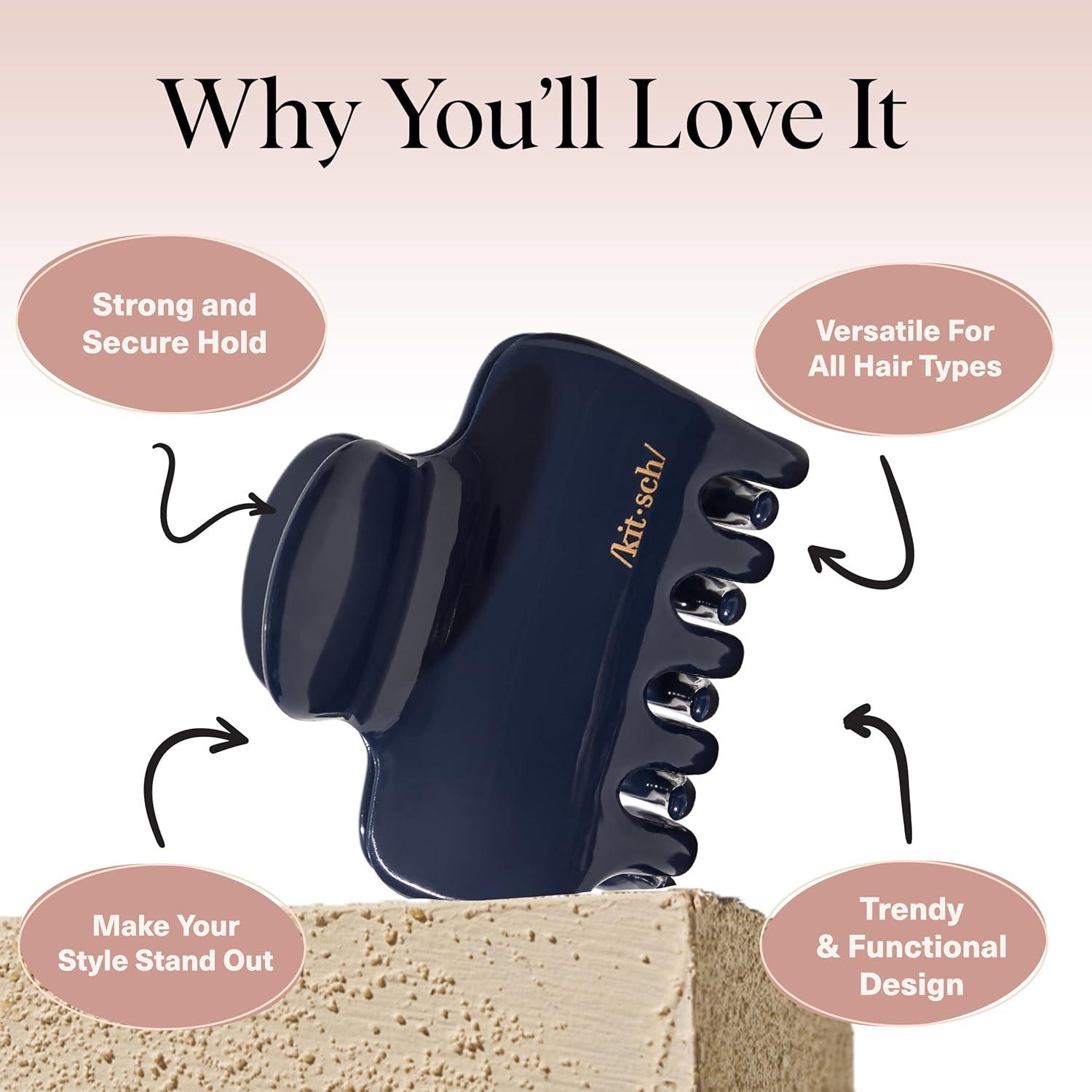 imageKitsch ampamp MickeyMinnie Hair Claw with Rhinestones Cute and Elegant Claw Clips for Girls Great for All Hair Types Recycled Plastic  Ideal Gifts for Women  1pc BlackBlue Orchid