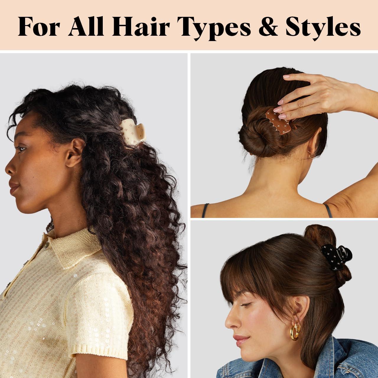 imageKitsch ampamp MickeyMinnie Hair Claw with Rhinestones Cute and Elegant Claw Clips for Girls Great for All Hair Types Recycled Plastic  Ideal Gifts for Women  1pc BlackRhinestone Ivory