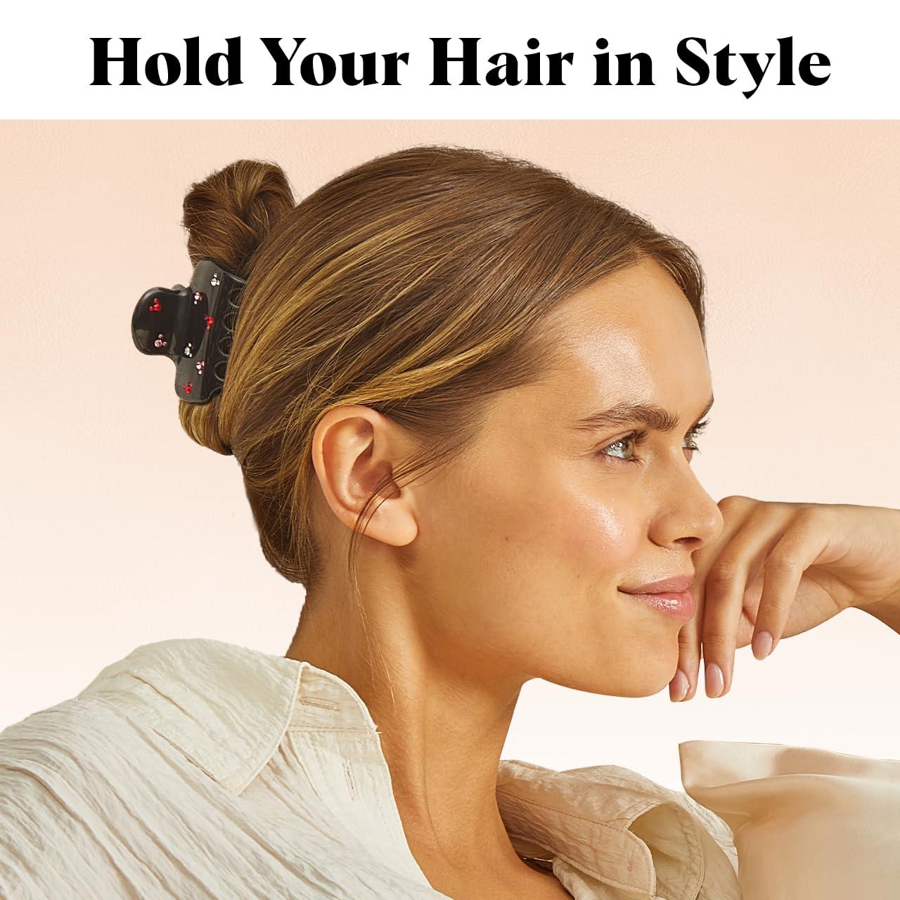 imageKitsch ampamp MickeyMinnie Hair Claw with Rhinestones Cute and Elegant Claw Clips for Girls Great for All Hair Types Recycled Plastic  Ideal Gifts for Women  1pc BlackBlack