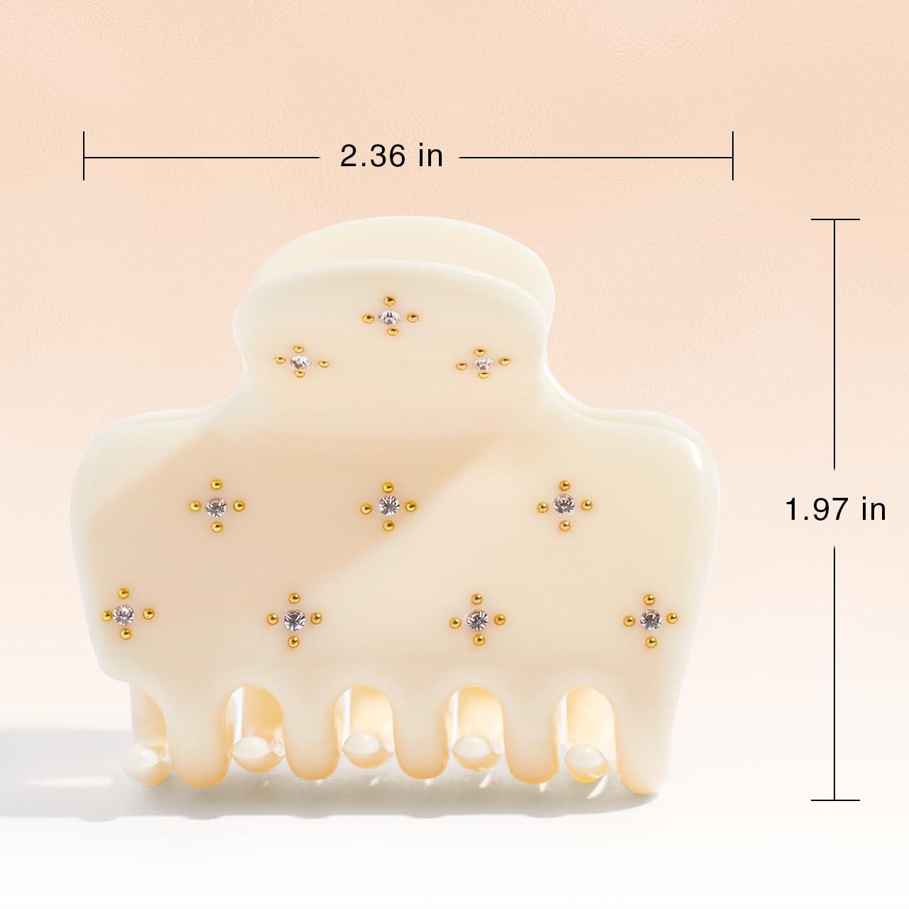 imageKitsch ampamp MickeyMinnie Hair Claw with Rhinestones Cute and Elegant Claw Clips for Girls Great for All Hair Types Recycled Plastic  Ideal Gifts for Women  1pc BlackRhinestone Ivory