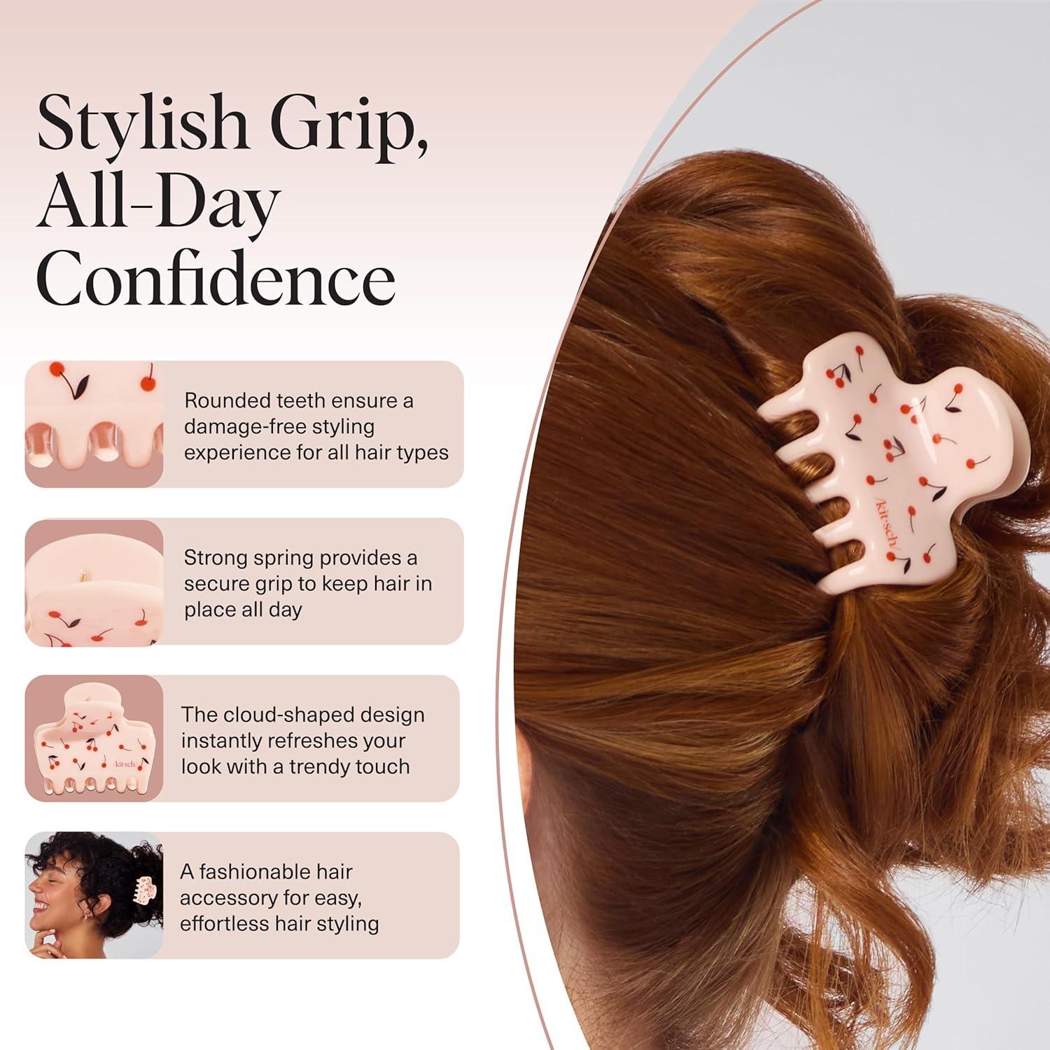 imageKitsch ampamp MickeyMinnie Hair Claw with Rhinestones Cute and Elegant Claw Clips for Girls Great for All Hair Types Recycled Plastic  Ideal Gifts for Women  1pc BlackCherry Print