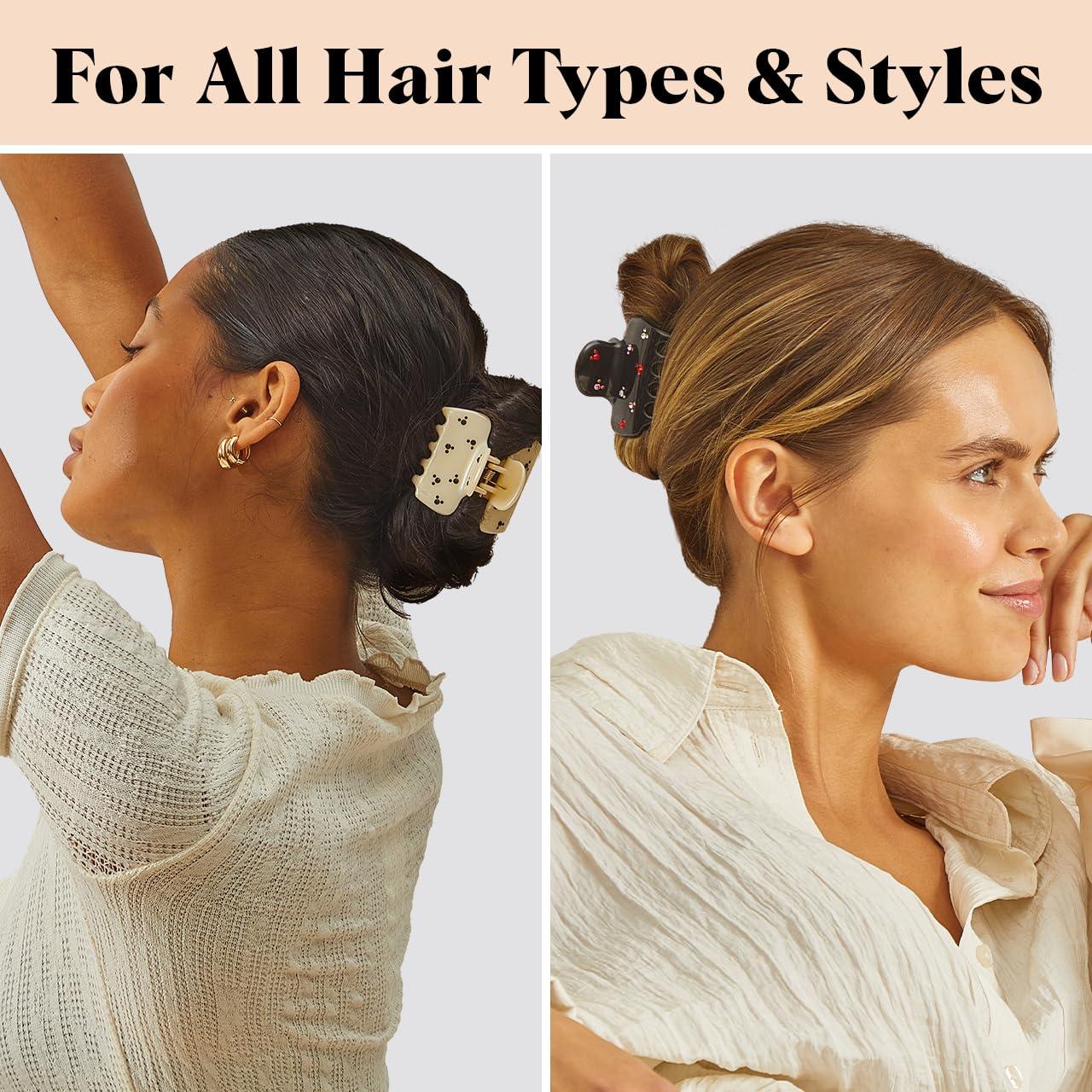 imageKitsch ampamp MickeyMinnie Hair Claw with Rhinestones Cute and Elegant Claw Clips for Girls Great for All Hair Types Recycled Plastic  Ideal Gifts for Women  1pc BlackBlack