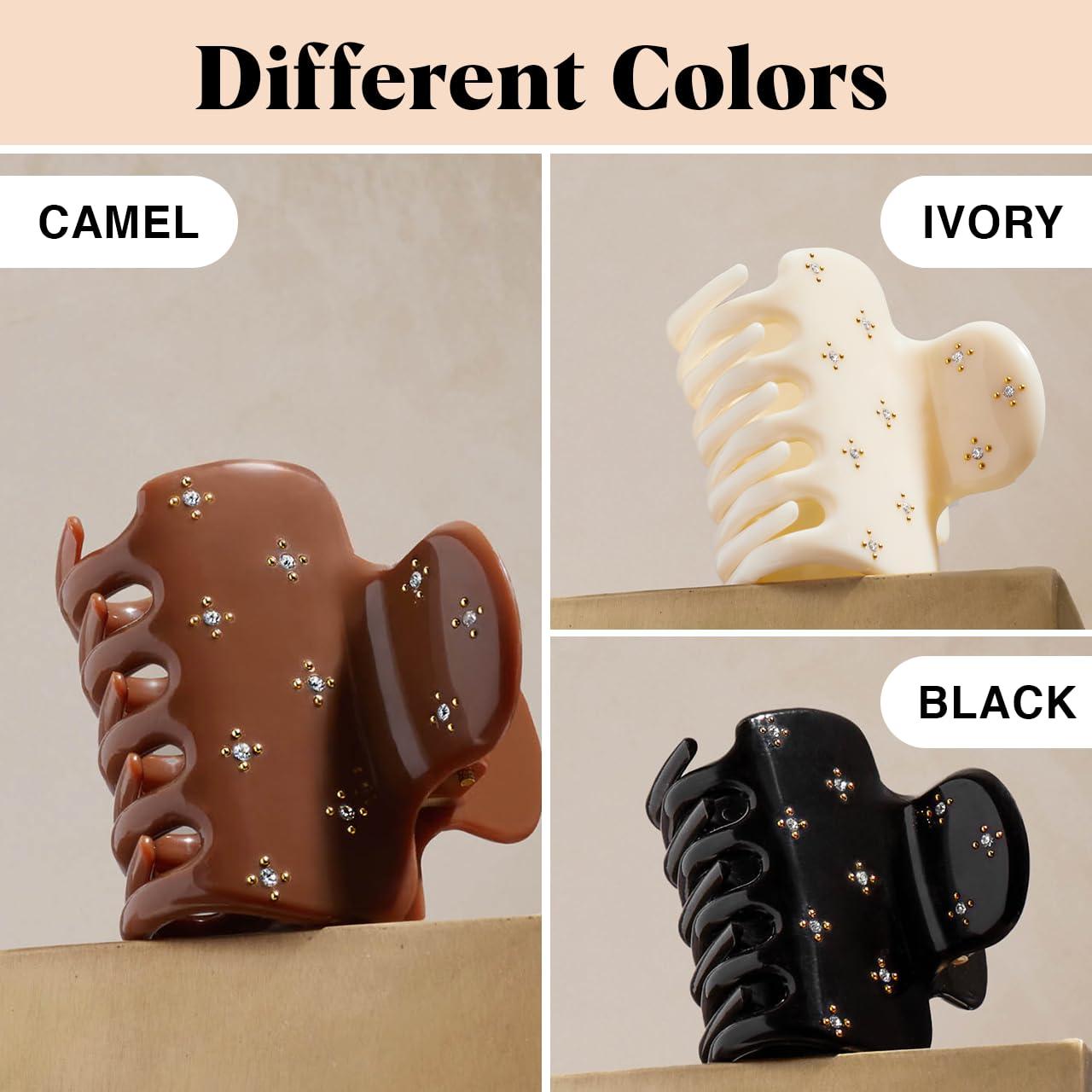 imageKitsch ampamp MickeyMinnie Hair Claw with Rhinestones Cute and Elegant Claw Clips for Girls Great for All Hair Types Recycled Plastic  Ideal Gifts for Women  1pc BlackRhinestone Camel