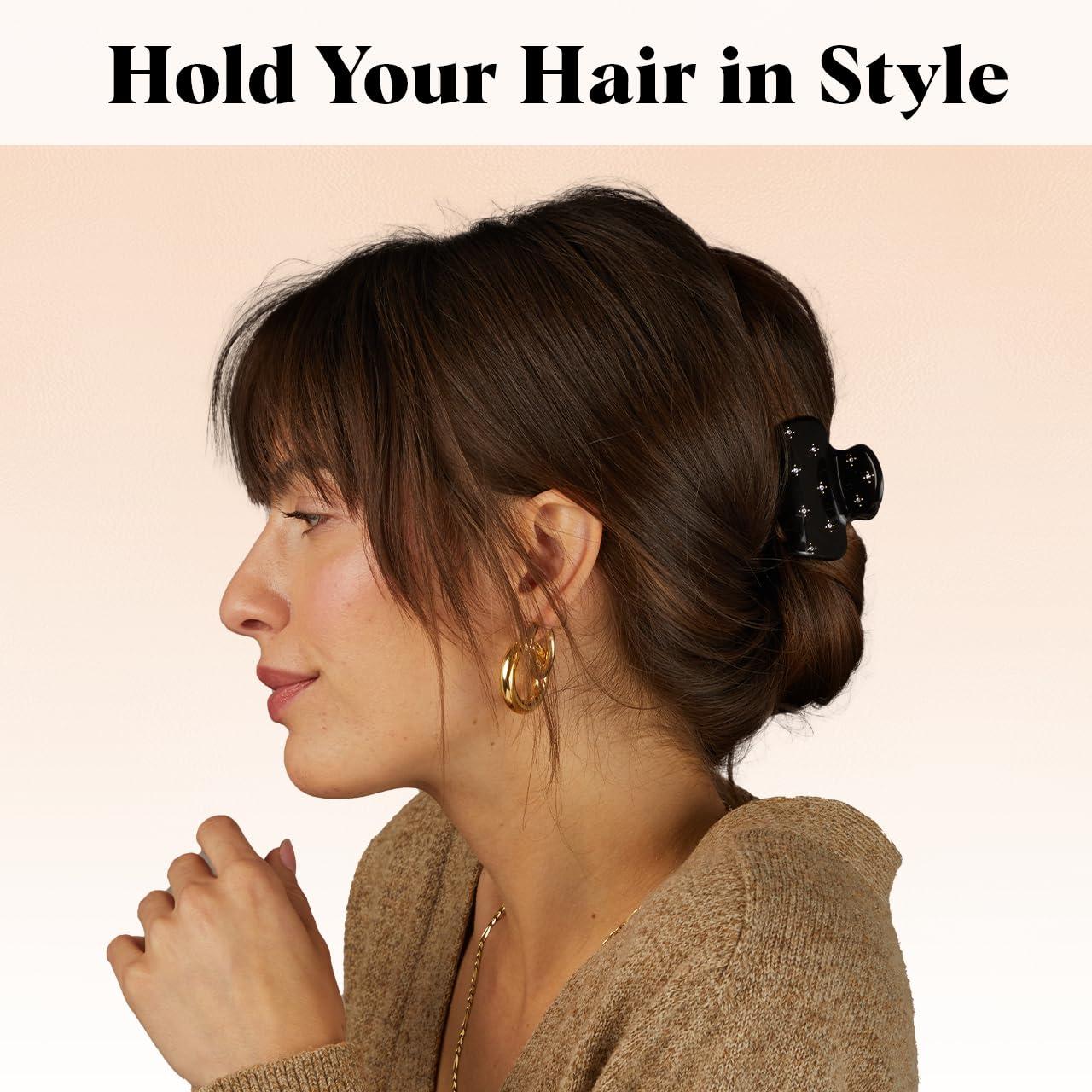 imageKitsch ampamp MickeyMinnie Hair Claw with Rhinestones Cute and Elegant Claw Clips for Girls Great for All Hair Types Recycled Plastic  Ideal Gifts for Women  1pc BlackRhinestone Black