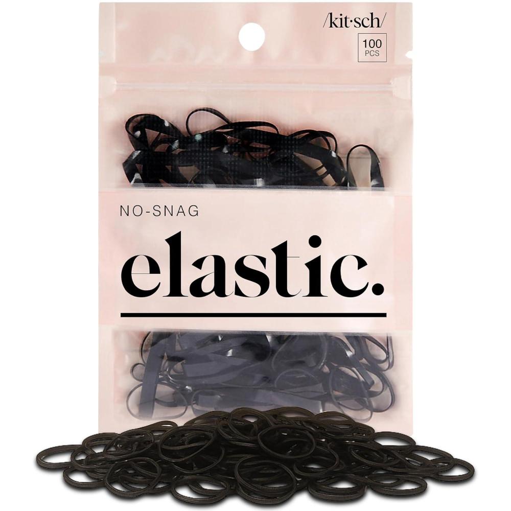 imageKitsch Hair Ties No Damage for Kids Teens and Women  Rubber Bands for Hair Styling  No Snag Hair Elastics  Daily Hair Accessories  Ideal Gifts for Women  500pcs ClearBlack