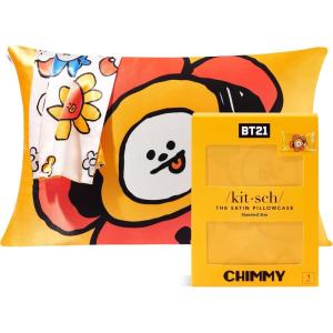 imageKitsch x Lisa Frank Satin Pillowcase with Zipper for Hair ampamp Skin Softer Than Silk Pillow Cases Queen WrinkleFree Smooth and Cooling Satin Pillow Covers StandardQueen Size 19x26  Angel KittyBt21  Chimmy