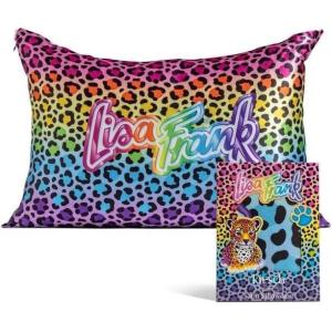 imageKitsch x Lisa Frank Satin Pillowcase with Zipper for Hair ampamp Skin Softer Than Silk Pillow Cases Queen WrinkleFree Smooth and Cooling Satin Pillow Covers StandardQueen Size 19x26  Angel KittyRainbow Leopard