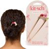 imageKitsch French Hair Pin for Women  Gold Hair Accessories with Gemstone Accents Lightweight Metal Hair Stick for Effortless Updos Twists amp Buns  Ideal Gifts for WomenRed  Pink  Green