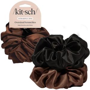imageBridgerton x Kitsch Satin Scrunchies for Women No Snag No Tugging Soft amp Comfortable Scrunchies for Girls Perfect for Day or Night  Ideal Gifts for Women  Toile De Blue 2pcsBlack  Chocolate