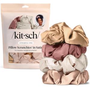 imageBridgerton x Kitsch Satin Scrunchies for Women No Snag No Tugging Soft amp Comfortable Scrunchies for Girls Perfect for Day or Night  Ideal Gifts for Women  Toile De Blue 2pcsBlush 4 Pcs