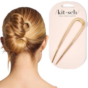 imageKitsch French Hair Pin for Women  Gold Hair Accessories with Gemstone Accents Lightweight Metal Hair Stick for Effortless Updos Twists amp Buns  Ideal Gifts for WomenGold