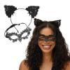 imageKitsch Lace Headband amp Mask  Black Cat Halloween Accessories  Elegant Lace Cat Ear amp Mask Duo  Black Headband for Halloween Costume Parties amp Hair Accessories  Ideal Gifts for Women  2pc SetBlack Cat