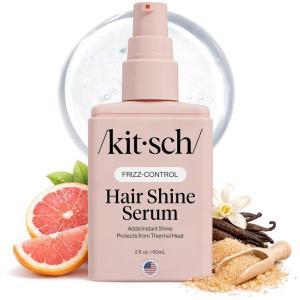 imageKitsch Frizz Control Hair Serum  Lightweight Anti Frizz Serum for Curly Hair with Heat Protection  Adds Glossy Shine Smooths Flyaways amp Safe for Color Treated Hair  2oz