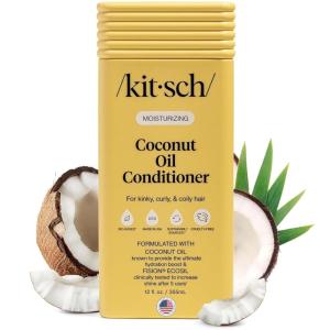 imageKitsch Moisturizing Coconut Oil Liquid Conditioner for Women amp Men  Coconut Oil Hair Conditioner for Kinky Curly amp Coily Hair  Deep Moisture Shine amp Manageability ColorSafe Hair Care  12 oz