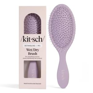 imageKitsch Recycled Plastic WetDry Hair Brush Detangling Tool for Curly or Straight Styles Brush for Tangled Strands Flexible Hairbrush Bristles Brushes for Women amp Men Adults amp Kids  Soft VioletSoft Violet