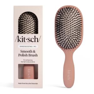 imageKitsch Smooth amp Polish Brush  Dual Bristle Detangler Brush Shine amp Frizz Control  Vegan Boar amp Nylon Hair Brush wCushioned Pad for Scalp Massage  Hair Care Tool for All Hair Types  Soft VioletTerracotta