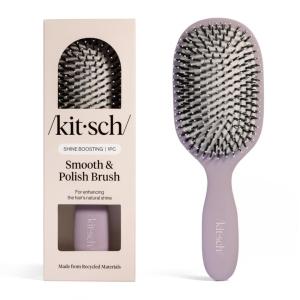imageKitsch Smooth amp Polish Brush  Dual Bristle Detangler Brush Shine amp Frizz Control  Vegan Boar amp Nylon Hair Brush wCushioned Pad for Scalp Massage  Hair Care Tool for All Hair Types  Soft VioletSoft Violet