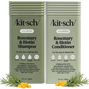imageKitsch Volumizing Rosemary amp Biotin Liquid Shampoo and Conditioner Set for Hair Growth  Shampoo for Men and Women Boosts Fullness amp Shine After 1 Use  Clean BioBased Hair Care