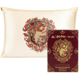 imageBridgerton x Kitsch Satin Pillowcase with Zipper for Hair amp Skin  Softer Than Silk Pillow Cases Smooth Cooling Satin Pillow Case WrinkleFree Pillow Cases Standard Size 19x26  WisteriaHarry Potter  Gryffindor