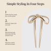 imageKitsch French Hair Pins for Women  Elegant amp Durable Metal French Pin for Updos Chignon Buns amp Twist Hairstyles  Secure Hold All Day Comfortable Fit  Ideal Gifts for Women Clam Shell 1pcMetal Bow Gold