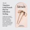 imageKitsch French Hair Pins for Women  Elegant amp Durable Metal French Pin for Updos Chignon Buns amp Twist Hairstyles  Secure Hold All Day Comfortable Fit  Ideal Gifts for Women Clam Shell 1pcMetal Bow Gold