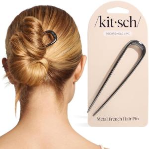 imageKitsch French Hair Pins for Women  Elegant amp Durable Metal French Pin for Updos Chignon Buns amp Twist Hairstyles  Secure Hold All Day Comfortable Fit  Ideal Gifts for Women Clam Shell 1pcHematite
